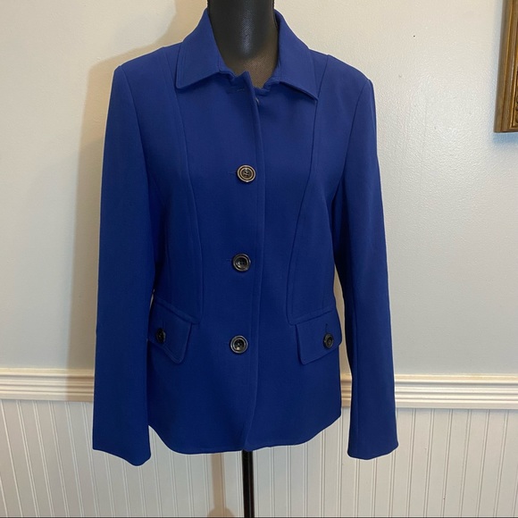 NWOT Chadwick’s of Boston Womens Jacket Size 10 Royal Blue Button Closure - Picture 1 of 9